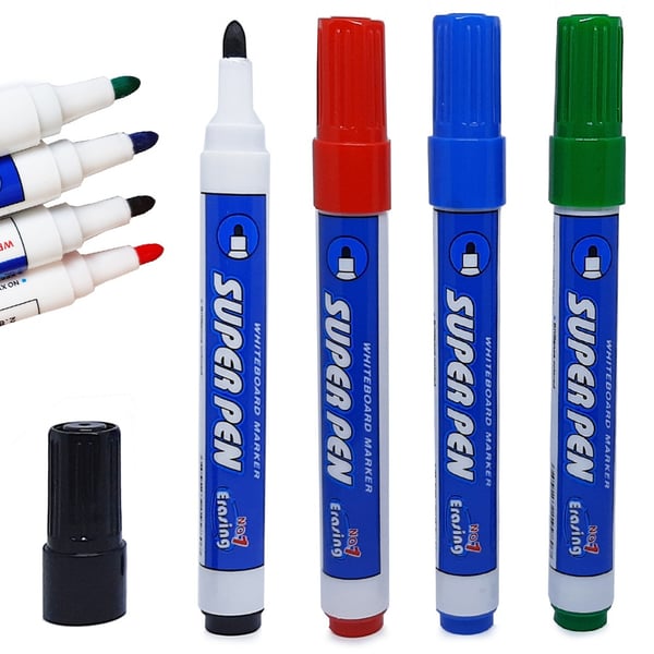 4-Kpl - Whiteboardtussit / Whiteboard Kynä - 4 Väriä