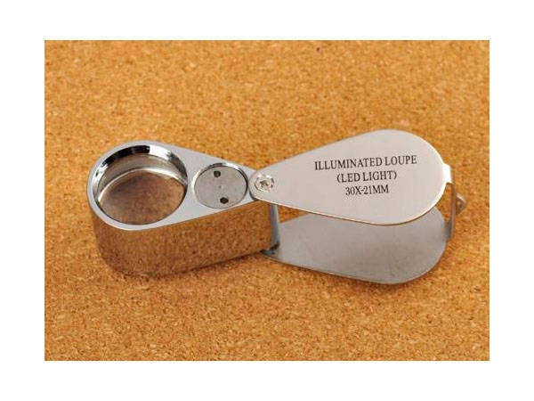 Lommeforstørrelsesglass/juvelerforstørrelsesglass sammenleggbar 2led 30x 21mm