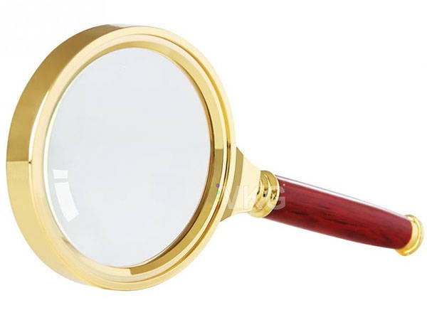 Klassisk håndholdt lupe 80mm gullglass elegant