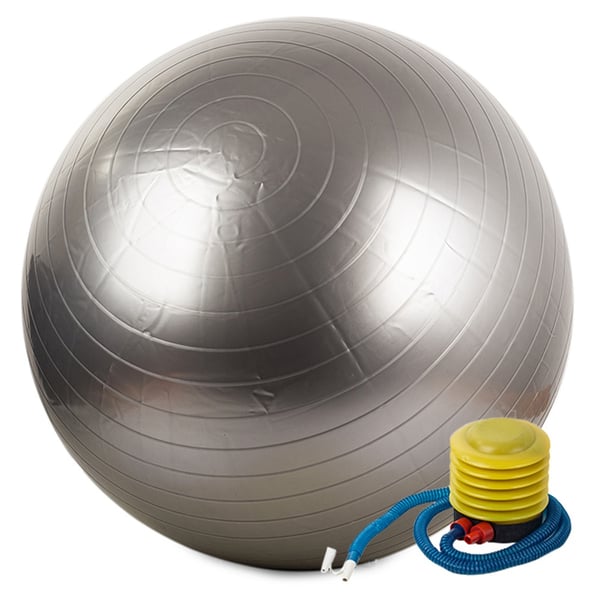 Gymnastikboll / Pilatesboll med Pump - 65 cm - Silver