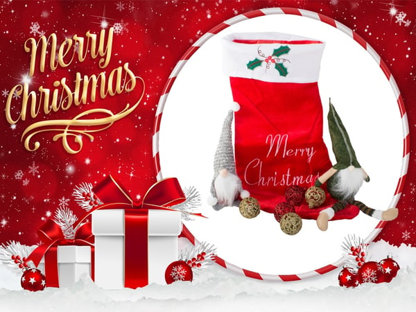 Julestrømpe / Julesokk - Merry Christmas - 62x37 cm