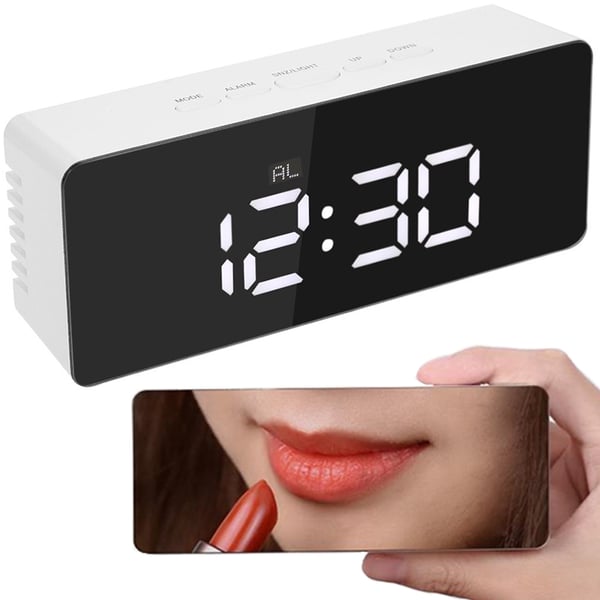 Vekkerklokke med LED & Termometer – Klokke - White
