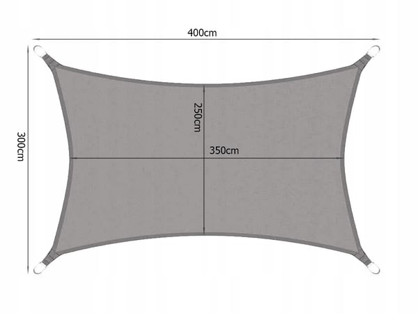 Solseil / Seilduk - Vanntett - 4x3 m