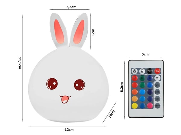 Fjernstyrt RGB LED-lampe / Trådløs Nattlampe - Kanin