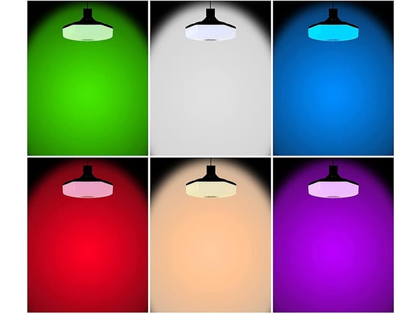 LED-lampe E27 fatning - RGBW med Bluetooth & højttaler