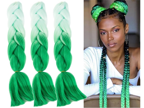 Jumbo Ombre Flette / Hårforlengelse Hårflette - 60 cm - Green
