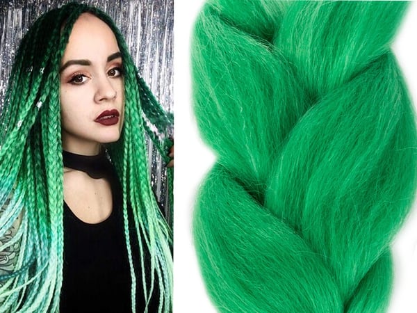 Jumbo Ombre Flette / Hårforlengelse Hårflette - 60 cm - Green