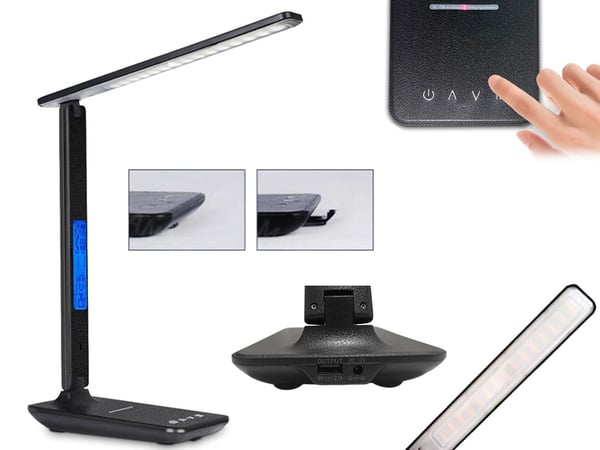 LED-lampe / Bordlampe med Trådløs QI-lader - Skrivebordslampe