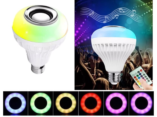 LED-lampa E27 sockel - RGB med Bluetooth & högtalare