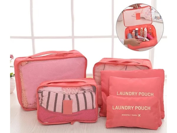Organizer til Koffert - 6-deler - Vesker for Reise - LightRed