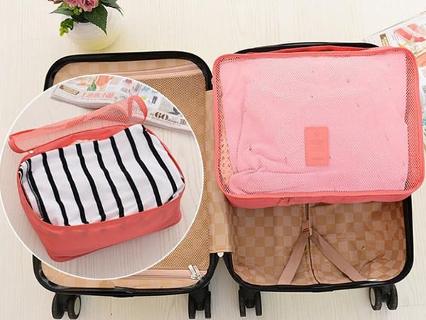 Organizer til Koffert - 6-deler - Vesker for Reise - LightRed