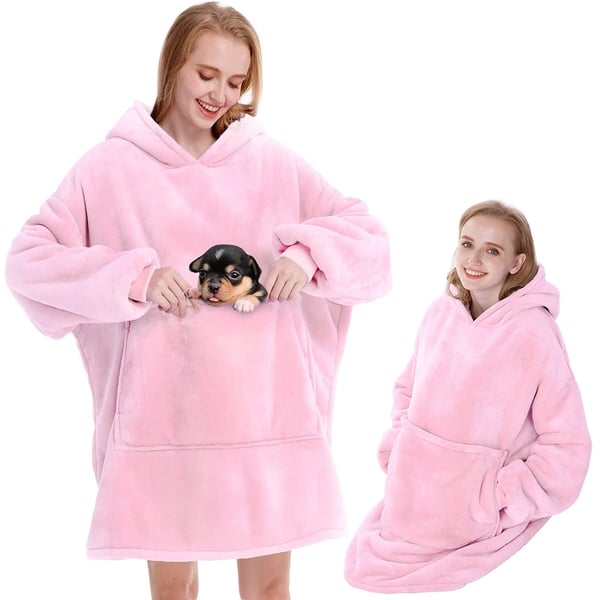 Oversized Hoodie med Hette – Filt - LightPink Oversized Hoodie med Hette – Filt - LightPink