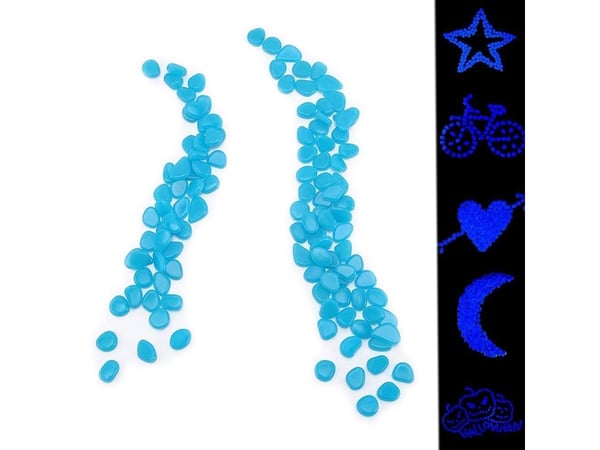 100 Pak Selvlysende Steiner - Glow in the Dark Dekorasjon - Blue