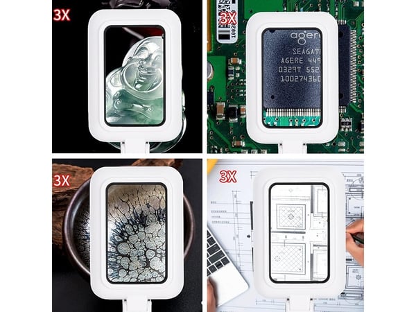 Forstørrelsesglas - 3x Forstørrelse & LED-lampe