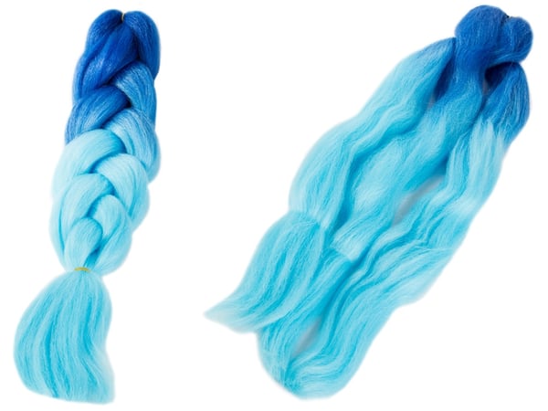 Jumbo Ombre Flette / Hårforlengelse Hårflette - 60 cm - Blue