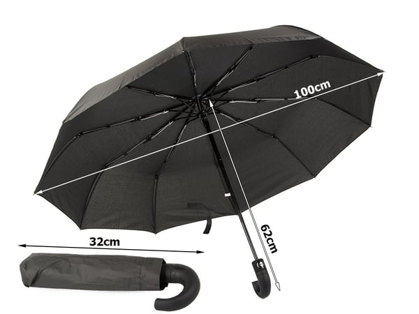 Paraply sammenklappeligt paraply automatisk sort unisex
