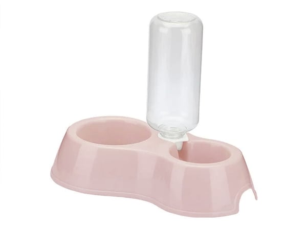 Dobbel Hundeskål / Vannskål med Dispenser - Hund & Katt