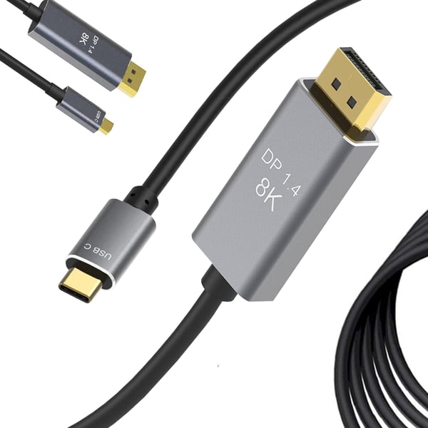 USB-C til DisplayPort 1.4 kabel 1.8m – Opptil 8k