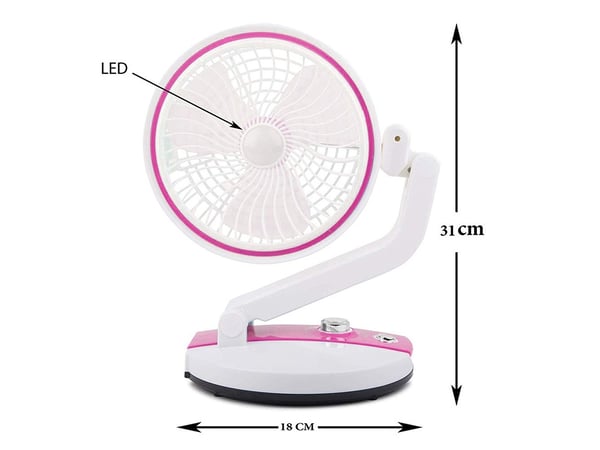 Langaton tuuletin / pöytätuuletin - 18 cm - Pinkki