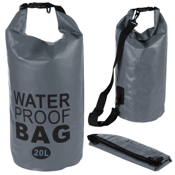 Vandtæt Pose / Vandpose - Vandopbevaring - 20 liter - Grey