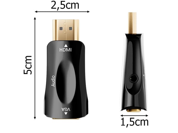 HDMI til VGA Adapter med 3.5mm AUX