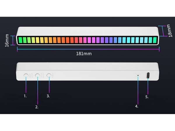 Lydstyrt RGB LED-lampe - 18 cm - Hvit