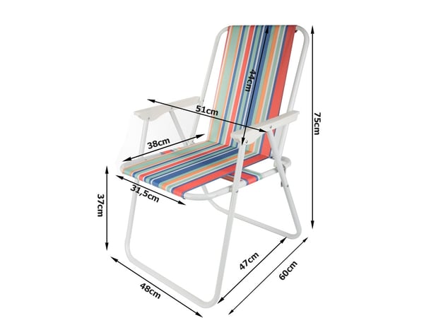 Strandstol / Solstol - Stol til Strand - Sammenklappelig - MultiColor