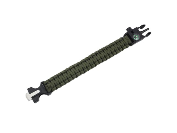 Paracord Overlevelsesarmbånd med Ildtænder m.m. - Green