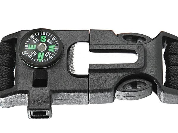 Paracord Overlevelsesarmbånd med Ildstarter m.m. - Black