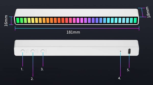 Lydstyrt RGB LED-lampe - 18 cm - Svart