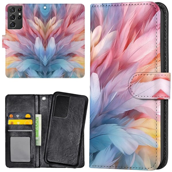 Samsung Galaxy S21 Ultra - Lommebok Deksel Feathers