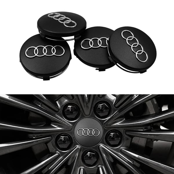 Audi Keskimerkki Auto - 4-Kpl - Svart 60 mm