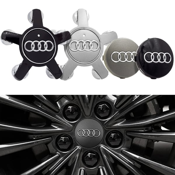 Audi Keskimerkki Auto - 4-Kpl - Svart 69 mm