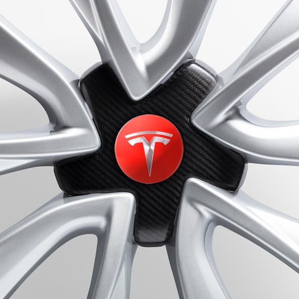 Tesla Keskimerkki Auto - 4-Kpl - Röd/silver