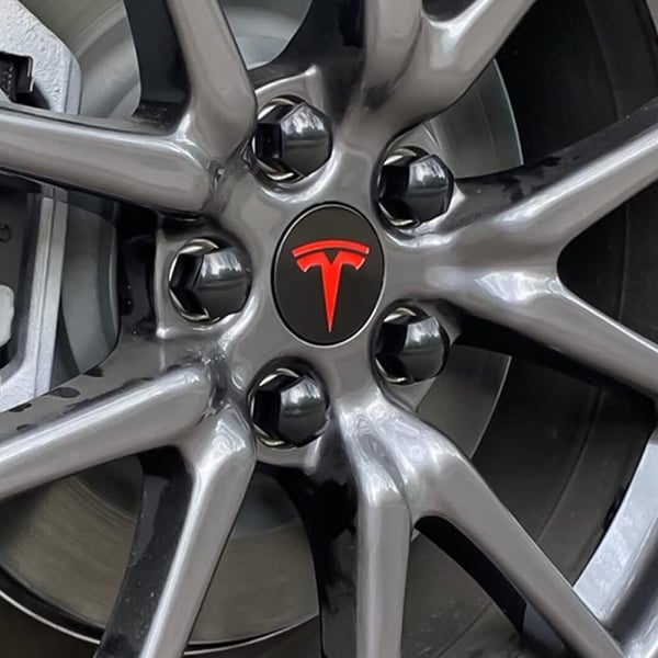 Tesla Keskimerkki Auto - 4-Kpl - Svart/röd