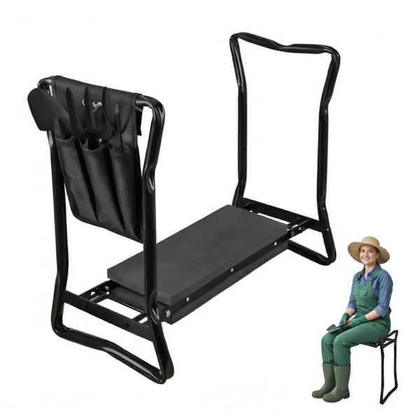 Trädgårdspall med Verktyg - Hopfällbar Knäpall