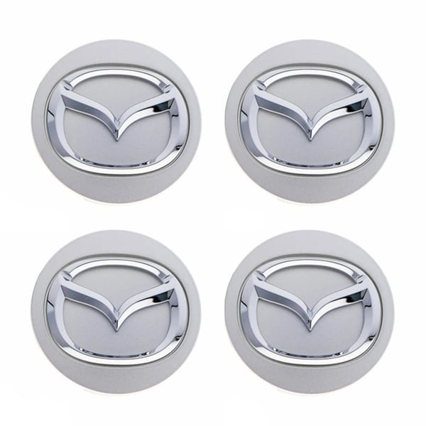 Mazda Centrumkåpor / Hjulnav Bil Emblem - 4-Pack - 55 mm - Silver