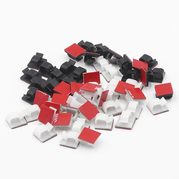 10-Kpl Itsekiinnittyvät Kaapelipidikkeet - Kaapeliklipsit - 10-Pack Svarta
