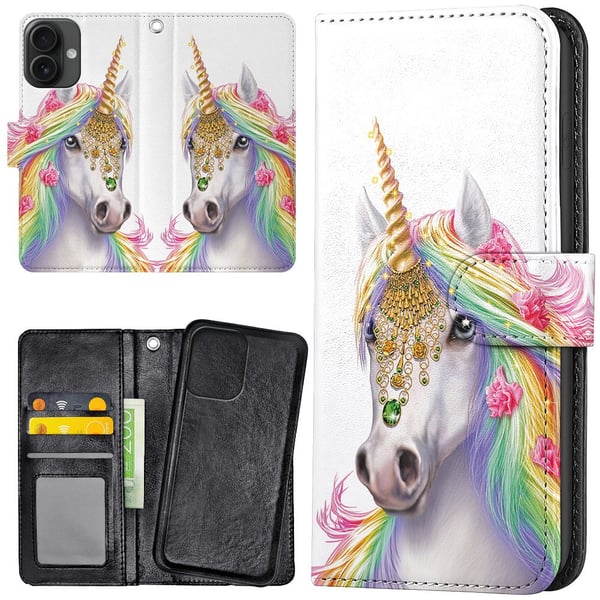 iPhone 16 - Lommebok Deksel Unicorn/Enhjørning