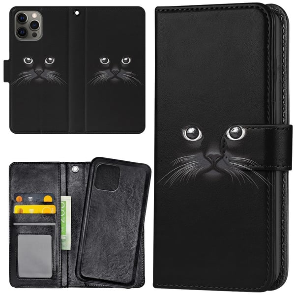 iPhone 16 Pro Max - Lommebok Deksel Svart Katt