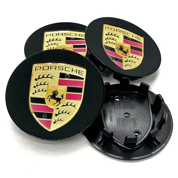 Porsche Keskimerkki Auto - 4-Kpl - 76 mm Svart