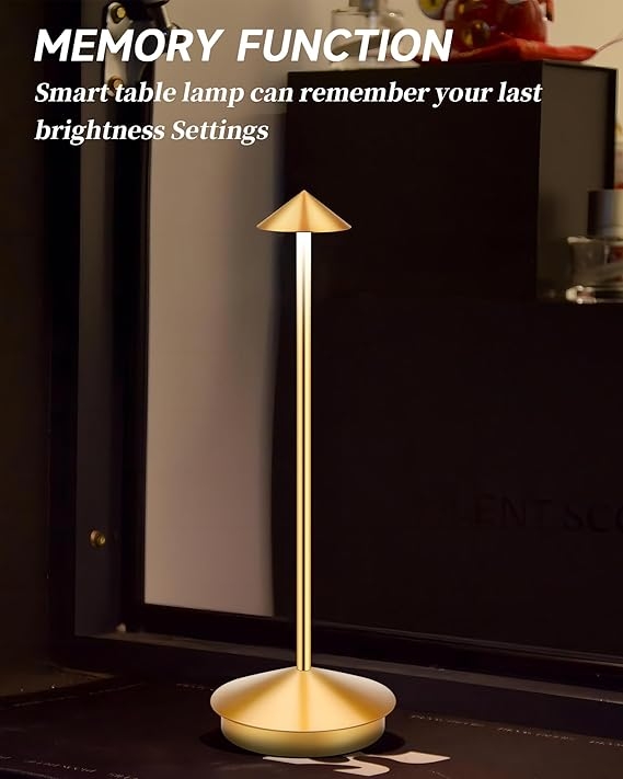 Bordlampe / Skrivebordslampe - Trådløs LED-lampe - Gold