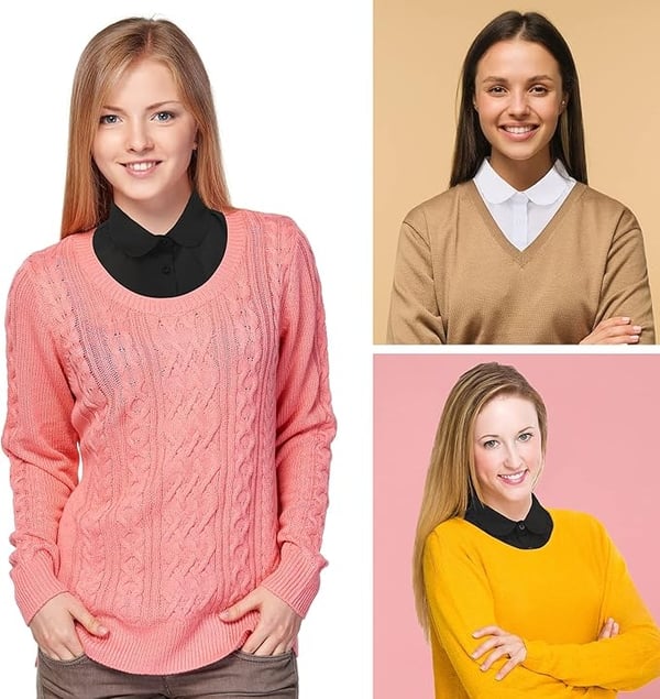 2-Pak - Avtakbar Krage – Svart & Hvit – (S/L)