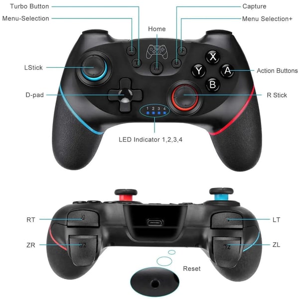 Trådløs Håndkontroll Kompatibel med Nintendo Switch Pro - Bluetooth