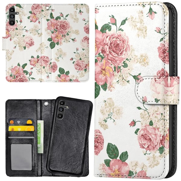 Samsung Galaxy A55 5G - Lommebok Deksel Retro Blomster