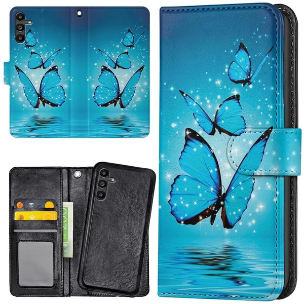 Samsung Galaxy S24 FE - Lommebok Deksel Glitrende Sommerfugler