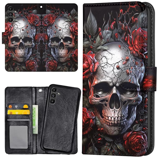 Samsung Galaxy A16 4G/5G - Lommebok Deksel Skull Roses