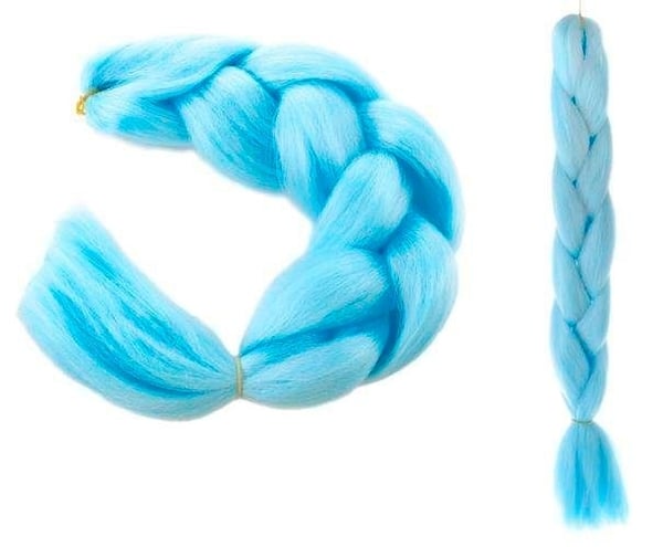 Jumbo Braid / Løshår Hårflette - 60 cm - Ljusblå
