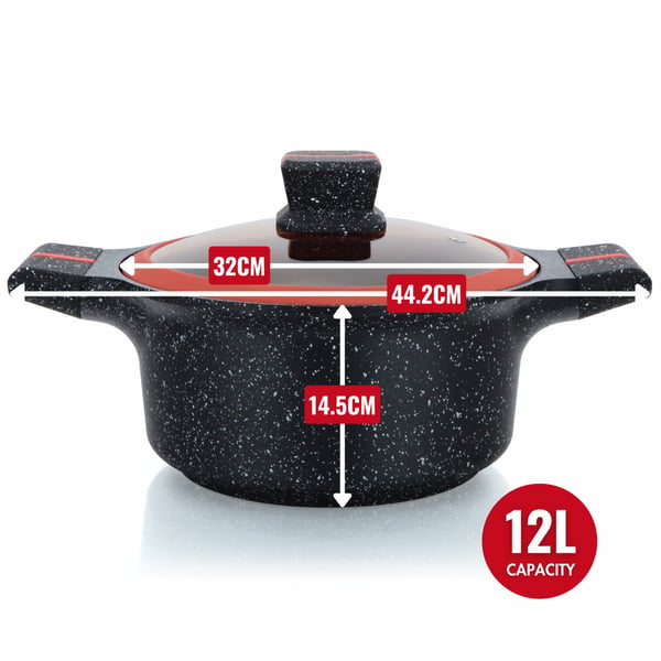 Gryde - Kasserolle med Glaslåg - 32 cm