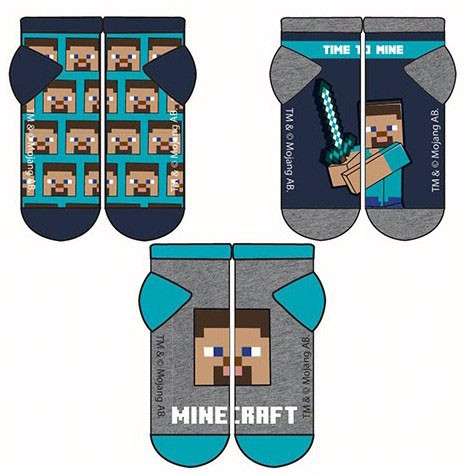 Minecraft Barnestrømper / Strømper for Barn - 3-Pakning - 35/38